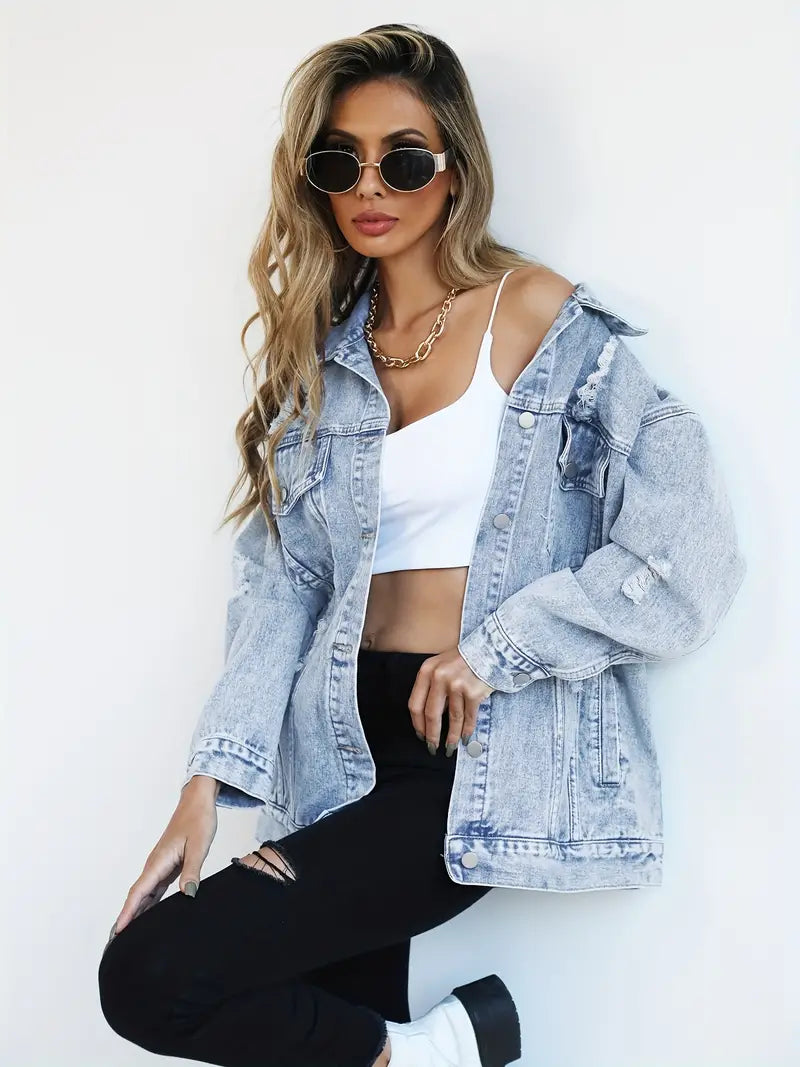 Lila | Trendige und bequeme Oversized-Jeansjacke