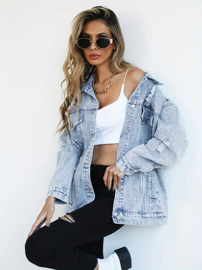 Lila | Trendige und bequeme Oversized-Jeansjacke
