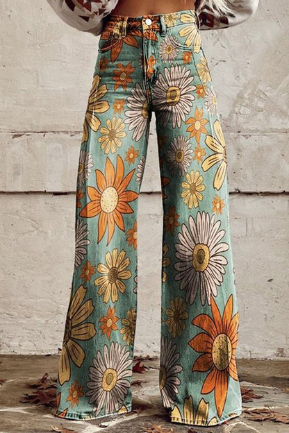 Flora – Weite Hose mit Vintage-Blumenmuster